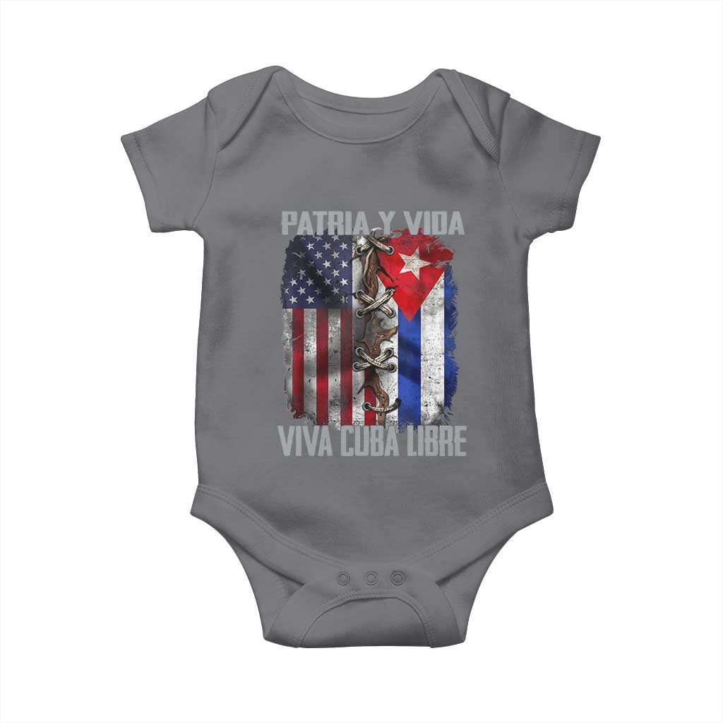 Patria y Vida Cuba Libre Freedom Baby Onesie Cuban Pride Independence USA Cuba Flag TS02 Charcoal Print Your Wear