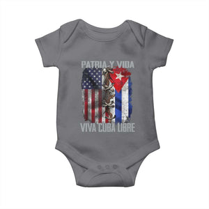 Patria y Vida Cuba Libre Freedom Baby Onesie Cuban Pride Independence USA Cuba Flag TS02 Charcoal Print Your Wear