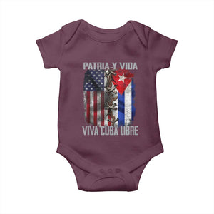 Patria y Vida Cuba Libre Freedom Baby Onesie Cuban Pride Independence USA Cuba Flag TS02 Maroon Print Your Wear