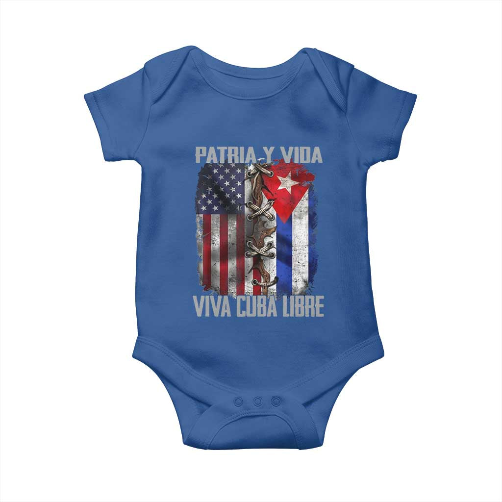 Patria y Vida Cuba Libre Freedom Baby Onesie Cuban Pride Independence USA Cuba Flag TS02 Royal Blue Print Your Wear