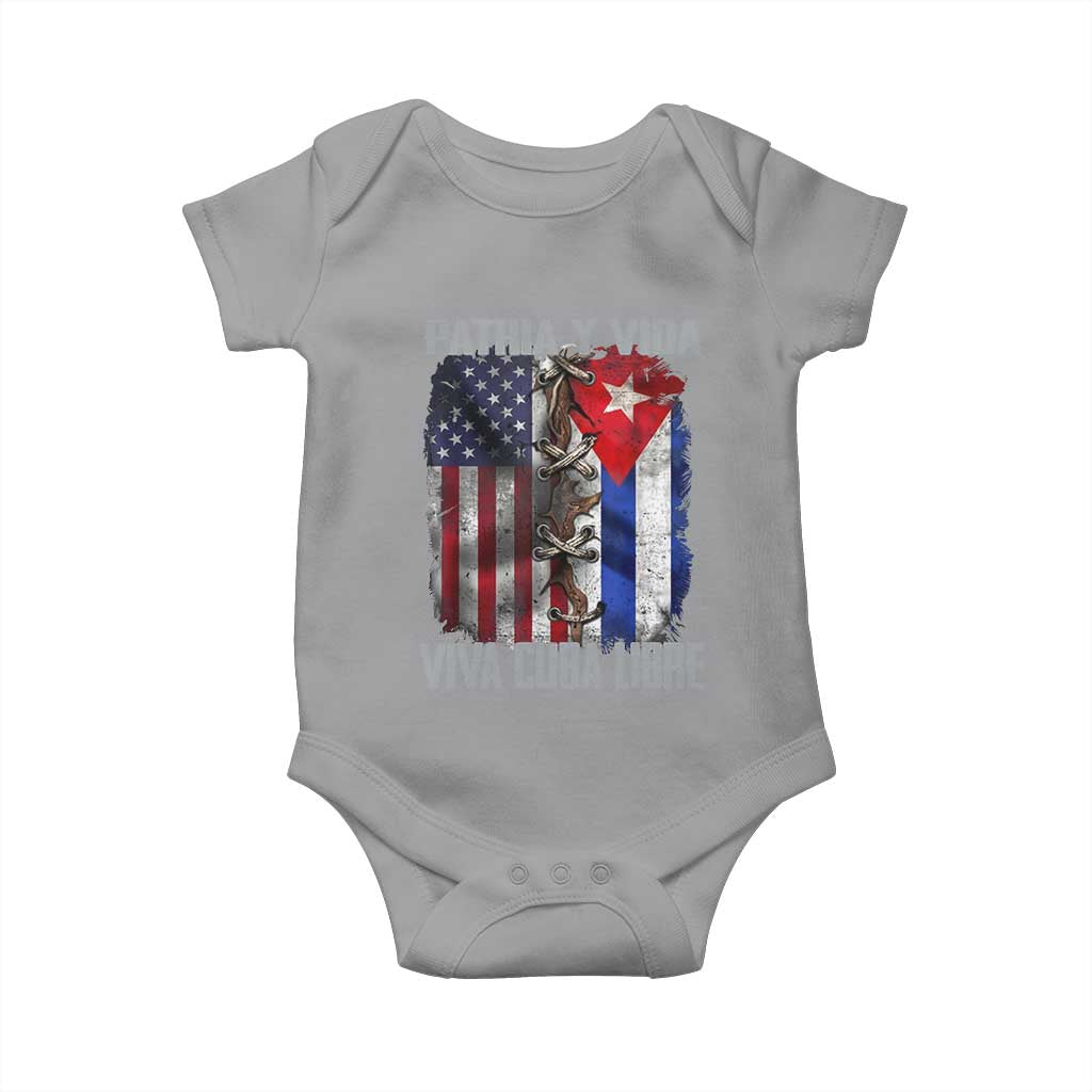 Patria y Vida Cuba Libre Freedom Baby Onesie Cuban Pride Independence USA Cuba Flag TS02 Sport Gray Print Your Wear