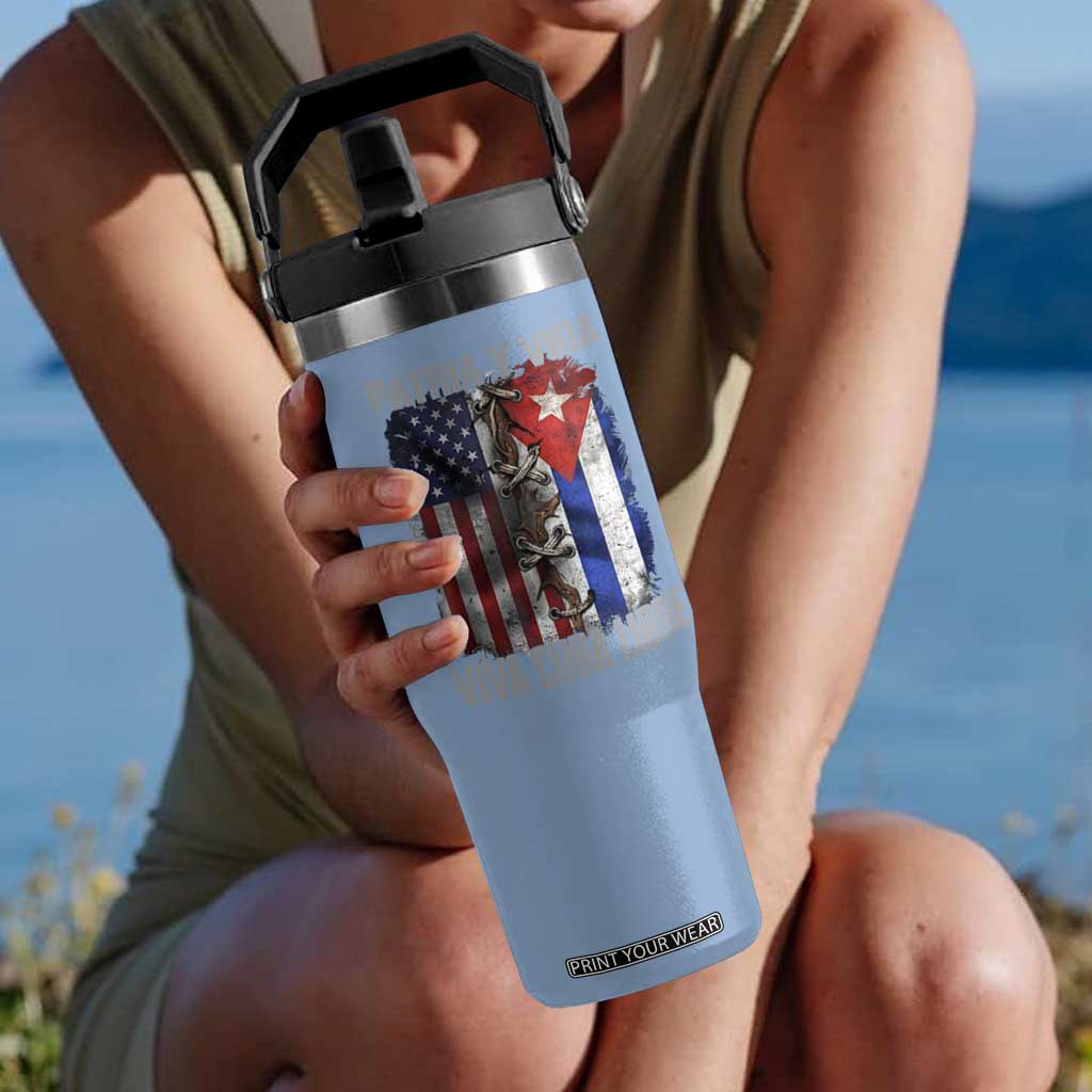 Patria y Vida Cuba Libre Freedom Flip Straw Tumbler Cuban Pride Independence USA Cuba Flag TS02 One Size: 30 oz Light Blue Print Your Wear