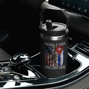 Patria y Vida Cuba Libre Freedom Flip Straw Tumbler Cuban Pride Independence USA Cuba Flag TS02 Print Your Wear