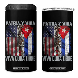 Patria y Vida Cuba Libre Freedom 4 in 1 Can Cooler Tumbler Cuban Pride Independence USA Cuba Flag TS02 One Size: 16 oz Black Print Your Wear