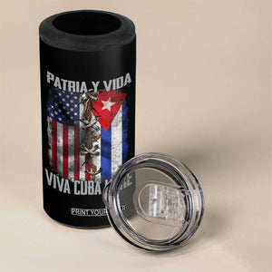 Patria y Vida Cuba Libre Freedom 4 in 1 Can Cooler Tumbler Cuban Pride Independence USA Cuba Flag TS02 Print Your Wear