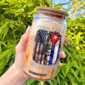Patria y Vida Cuba Libre Freedom Glass Can Cuban Pride Independence USA Cuba Flag TS02 Black Print Your Wear