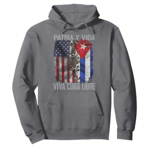 Patria y Vida Cuba Libre Freedom Hoodie Cuban Pride Independence USA Cuba Flag TS02 Charcoal Print Your Wear