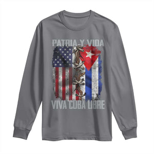 Patria y Vida Cuba Libre Freedom Long Sleeve Shirt Cuban Pride Independence USA Cuba Flag TS02 Charcoal Print Your Wear
