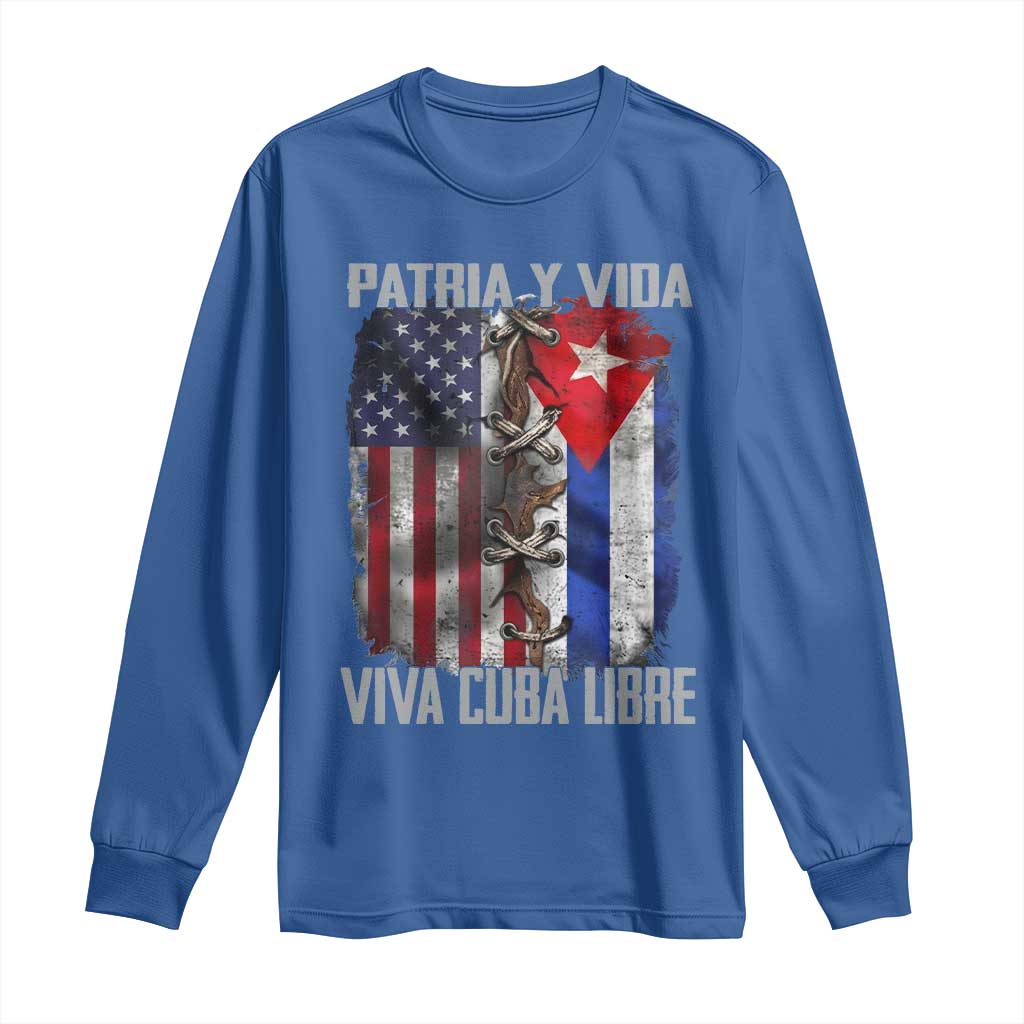 Patria y Vida Cuba Libre Freedom Long Sleeve Shirt Cuban Pride Independence USA Cuba Flag TS02 Royal Blue Print Your Wear
