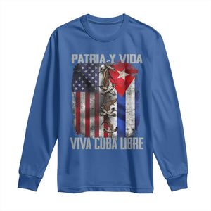 Patria y Vida Cuba Libre Freedom Long Sleeve Shirt Cuban Pride Independence USA Cuba Flag TS02 Royal Blue Print Your Wear