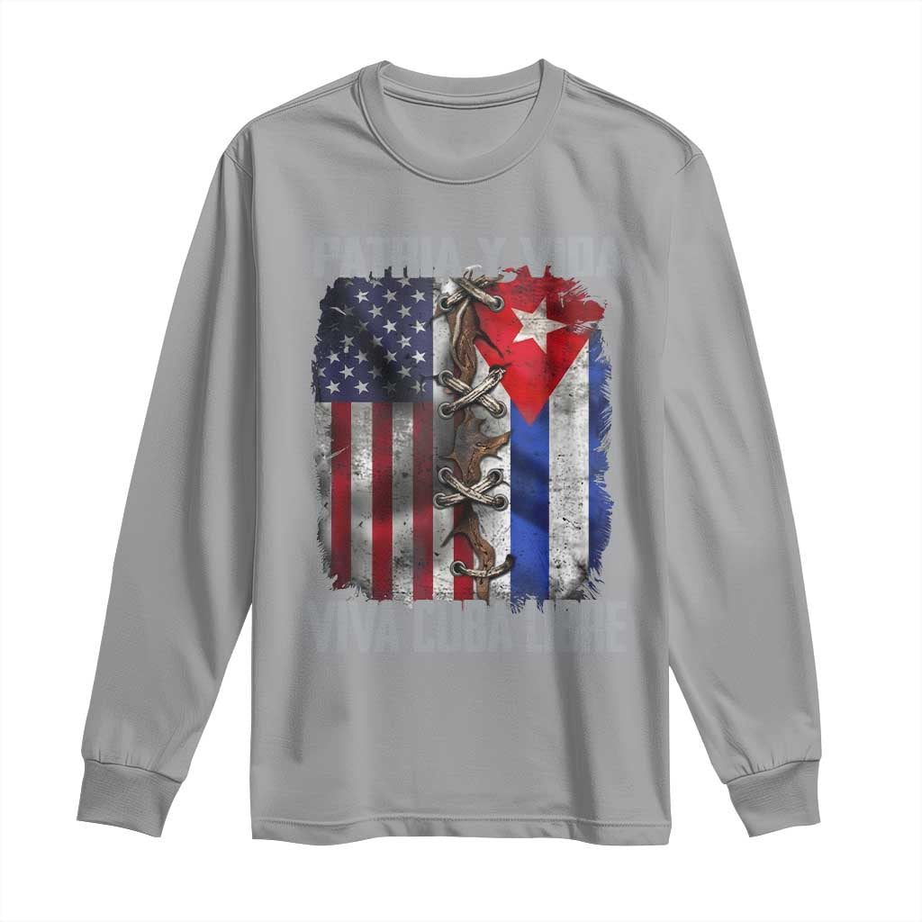 Patria y Vida Cuba Libre Freedom Long Sleeve Shirt Cuban Pride Independence USA Cuba Flag TS02 Sport Gray Print Your Wear