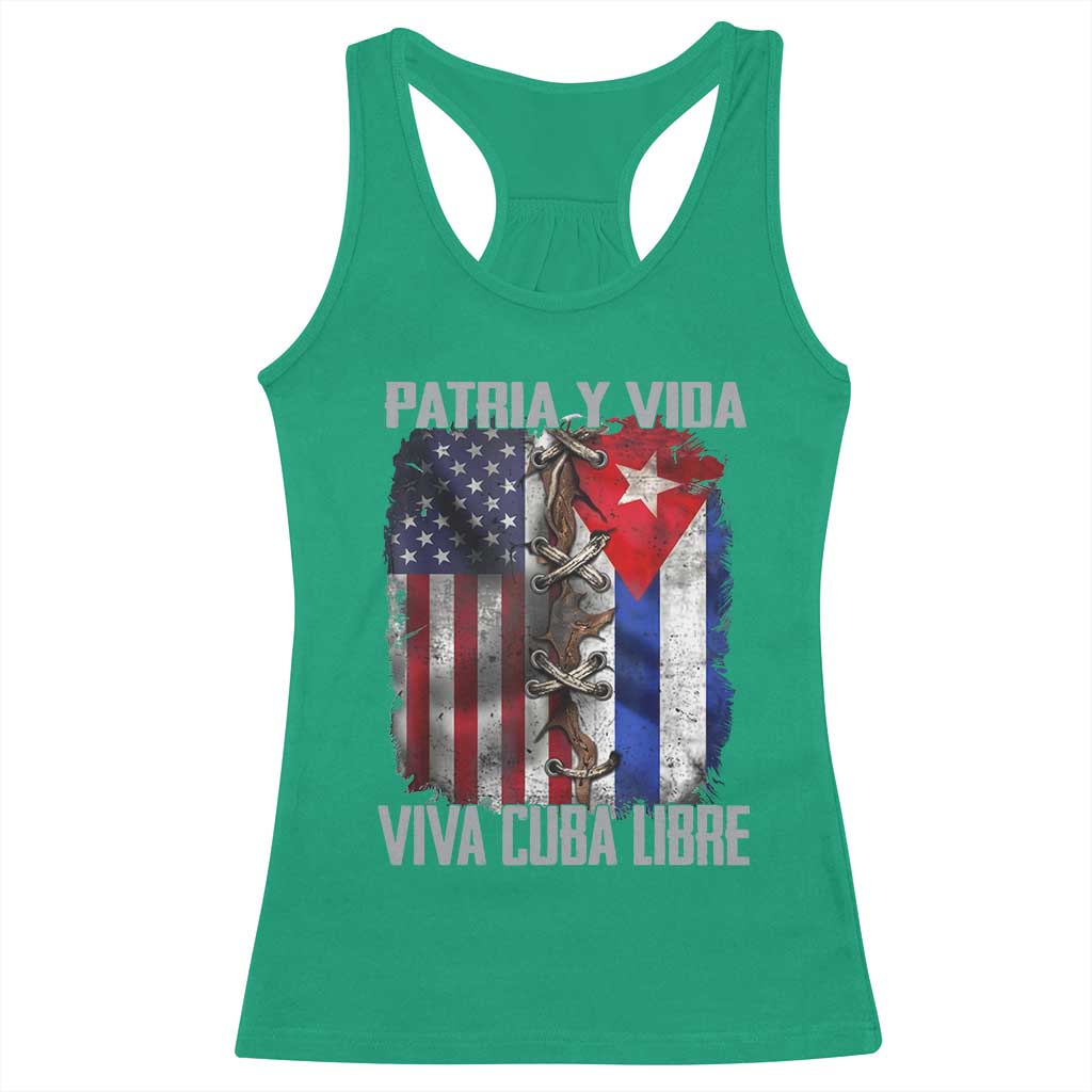 Patria y Vida Cuba Libre Freedom Racerback Tank Top Cuban Pride Independence USA Cuba Flag TS02 Irish Green Print Your Wear
