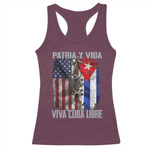 Patria y Vida Cuba Libre Freedom Racerback Tank Top Cuban Pride Independence USA Cuba Flag TS02 Maroon Print Your Wear