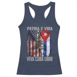 Patria y Vida Cuba Libre Freedom Racerback Tank Top Cuban Pride Independence USA Cuba Flag TS02 Navy Print Your Wear