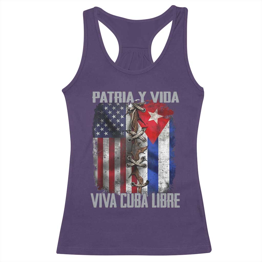 Patria y Vida Cuba Libre Freedom Racerback Tank Top Cuban Pride Independence USA Cuba Flag TS02 Purple Print Your Wear