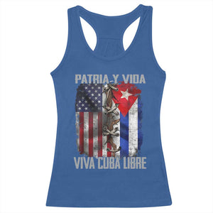 Patria y Vida Cuba Libre Freedom Racerback Tank Top Cuban Pride Independence USA Cuba Flag TS02 Royal Blue Print Your Wear