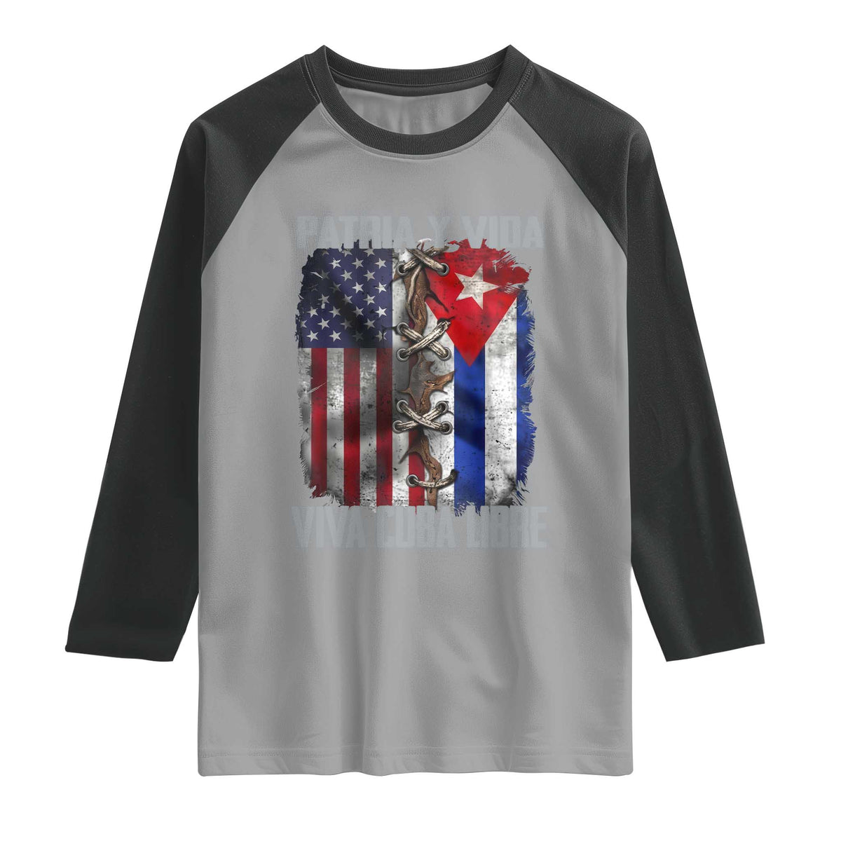 Patria y Vida Cuba Libre Freedom Raglan Shirt Cuban Pride Independence USA Cuba Flag TS02 Sport Gray Black Print Your Wear