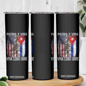 Patria y Vida Cuba Libre Freedom Skinny Tumbler Cuban Pride Independence USA Cuba Flag TS02 Print Your Wear