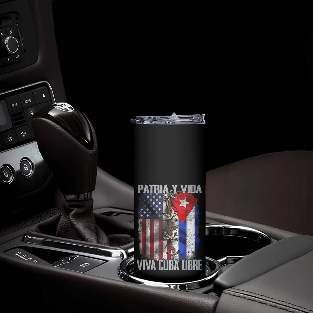 Patria y Vida Cuba Libre Freedom Skinny Tumbler Cuban Pride Independence USA Cuba Flag TS02 Print Your Wear