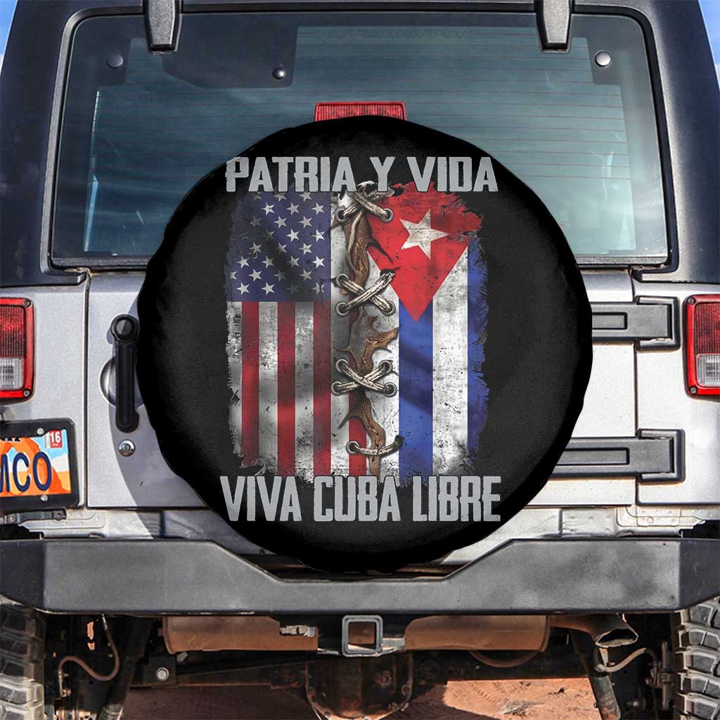 Patria y Vida Cuba Libre Freedom Spare Tire Cover Cuban Pride Independence USA Cuba Flag TS02 No hole Black Print Your Wear