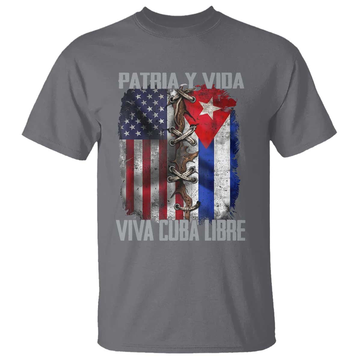 Patria y Vida Cuba Libre Freedom T Shirt - Cuban Pride Independence USA Cuba Flag TS02 Charcoal Print Your Wear