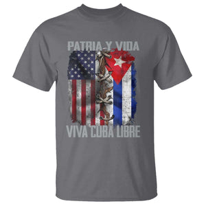 Patria y Vida Cuba Libre Freedom T Shirt - Cuban Pride Independence USA Cuba Flag TS02 Charcoal Print Your Wear