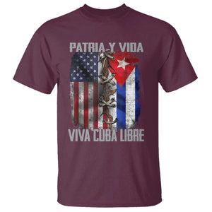 Patria y Vida Cuba Libre Freedom T Shirt - Cuban Pride Independence USA Cuba Flag TS02 Maroon Print Your Wear