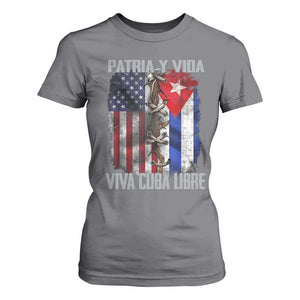 Patria y Vida Cuba Libre Freedom T Shirt For Women Cuban Pride Independence USA Cuba Flag TS02 Charcoal Print Your Wear