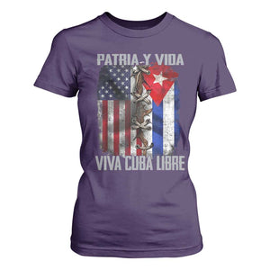 Patria y Vida Cuba Libre Freedom T Shirt For Women Cuban Pride Independence USA Cuba Flag TS02 Purple Print Your Wear