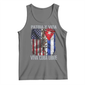 Patria y Vida Cuba Libre Freedom Tank Top Cuban Pride Independence USA Cuba Flag TS02 Black Heather Print Your Wear