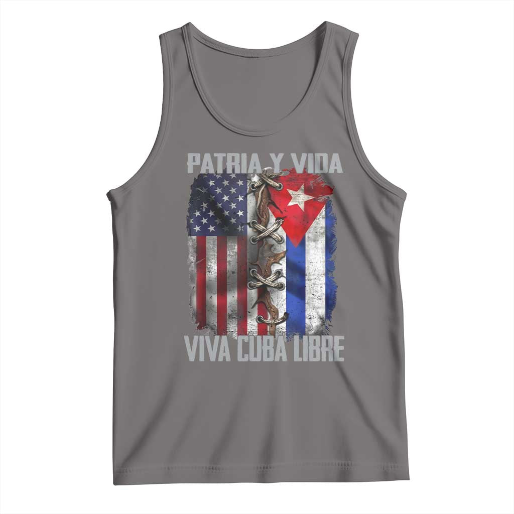 Patria y Vida Cuba Libre Freedom Tank Top Cuban Pride Independence USA Cuba Flag TS02 Deep Heather Print Your Wear