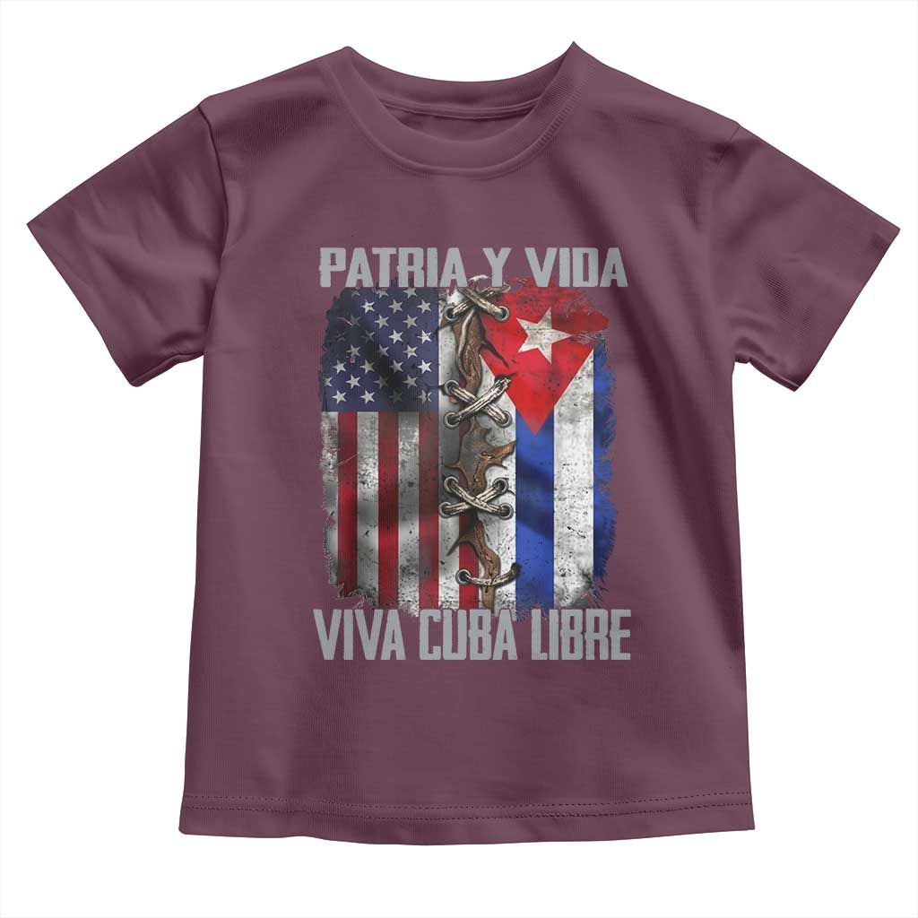 Patria y Vida Cuba Libre Freedom Toddler T Shirt Cuban Pride Independence USA Cuba Flag TS02 Maroon Print Your Wear
