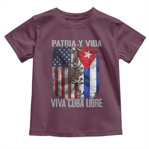 Patria y Vida Cuba Libre Freedom Toddler T Shirt Cuban Pride Independence USA Cuba Flag TS02 Maroon Print Your Wear