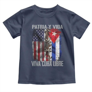 Patria y Vida Cuba Libre Freedom Toddler T Shirt Cuban Pride Independence USA Cuba Flag TS02 Navy Print Your Wear