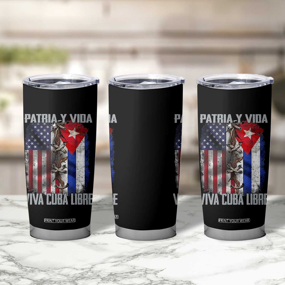 Patria y Vida Cuba Libre Freedom Tumbler Cup Cuban Pride Independence USA Cuba Flag TS02 Print Your Wear