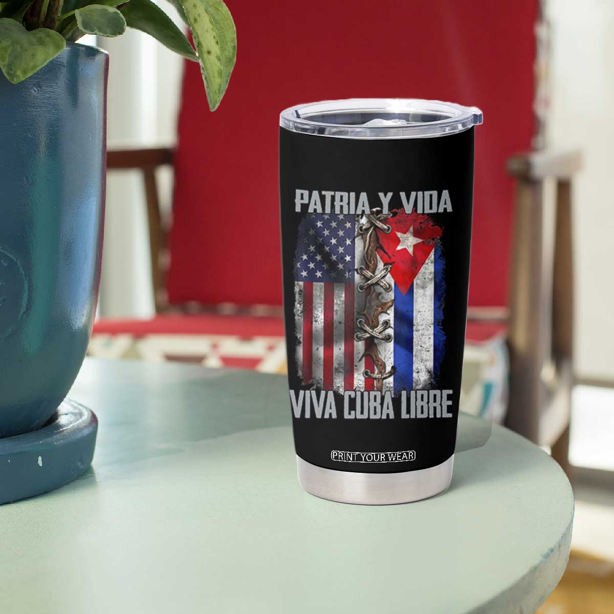 Patria y Vida Cuba Libre Freedom Tumbler Cup Cuban Pride Independence USA Cuba Flag TS02 Print Your Wear
