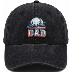 Baseball Dad Washed Cotton Baseball Cap Baseball Sport Lovers For Father's Day TS02 Washed Cap Universal Fit Black Print Your Wear