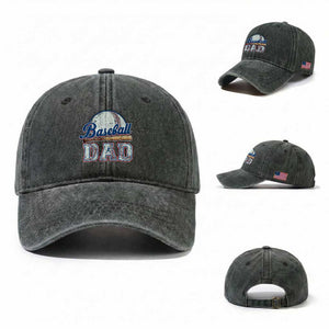 Baseball Dad Washed Cotton Baseball Cap Baseball Sport Lovers For Father's Day TS02 Washed Cap Universal Fit Dark Green Print Your Wear