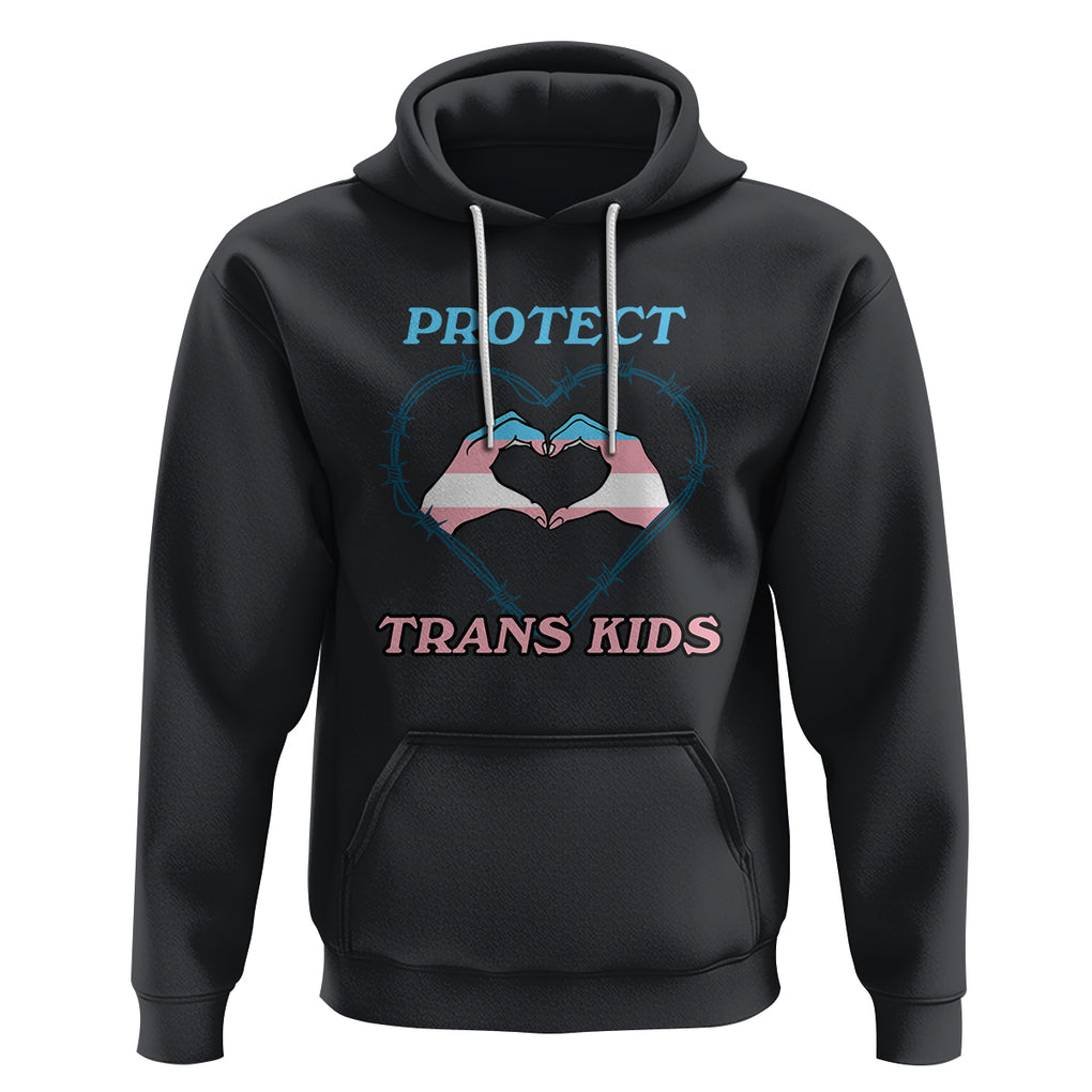 Protect Trans Kids Hoodie LGBT Support LGBT Pride Flag Heart Sign TS02 Black Printyourwear