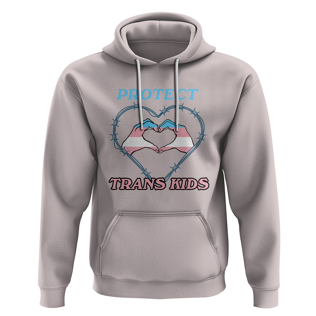 Protect Trans Kids Hoodie LGBT Support LGBT Pride Flag Heart Sign TS02 Ice Gray Printyourwear
