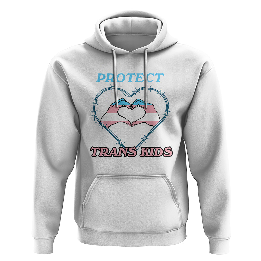 Protect Trans Kids Hoodie LGBT Support LGBT Pride Flag Heart Sign TS02 White Printyourwear
