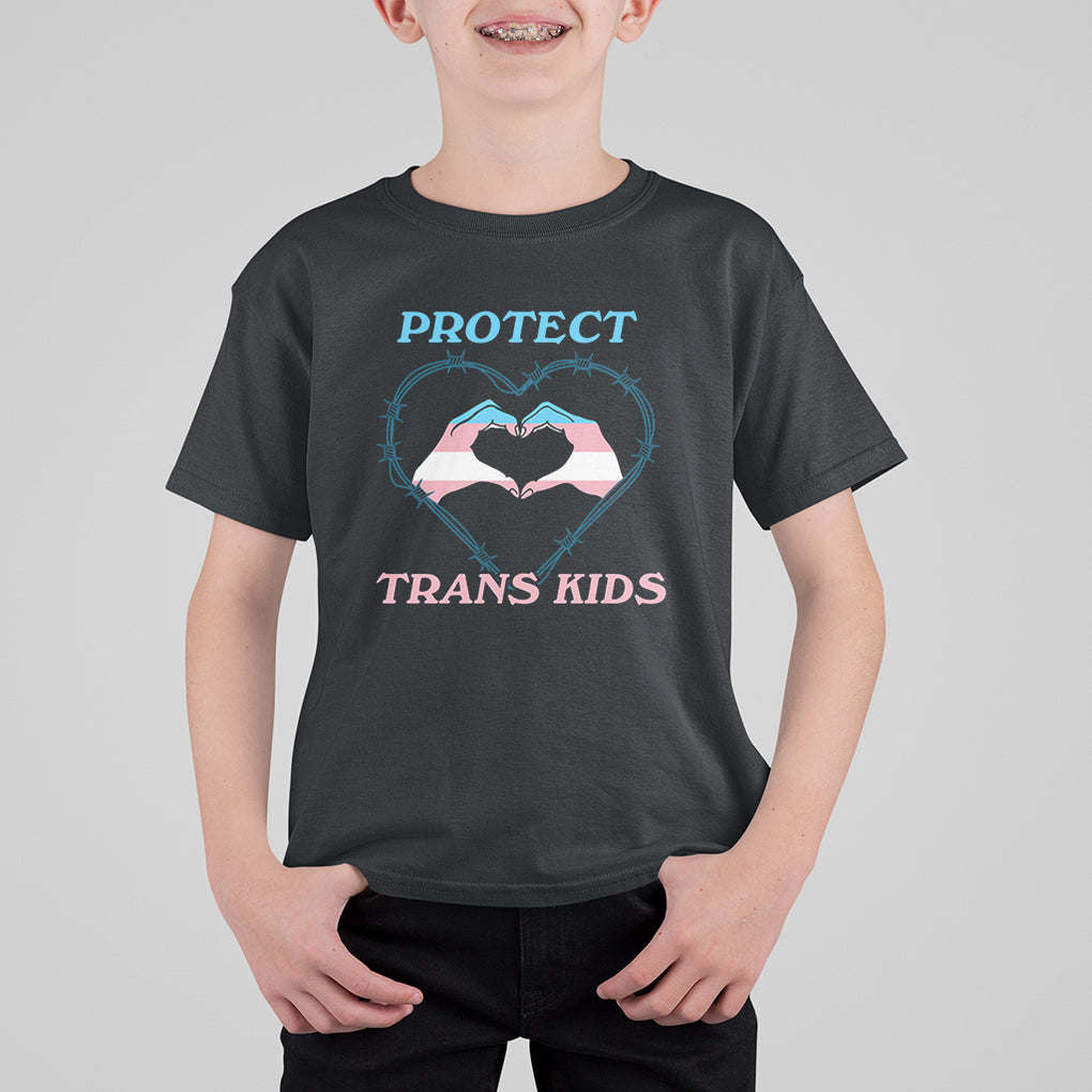 Protect Trans Kids T Shirt For Kid LGBT Support LGBT Pride Flag Heart Sign TS02 Black Printyourwear