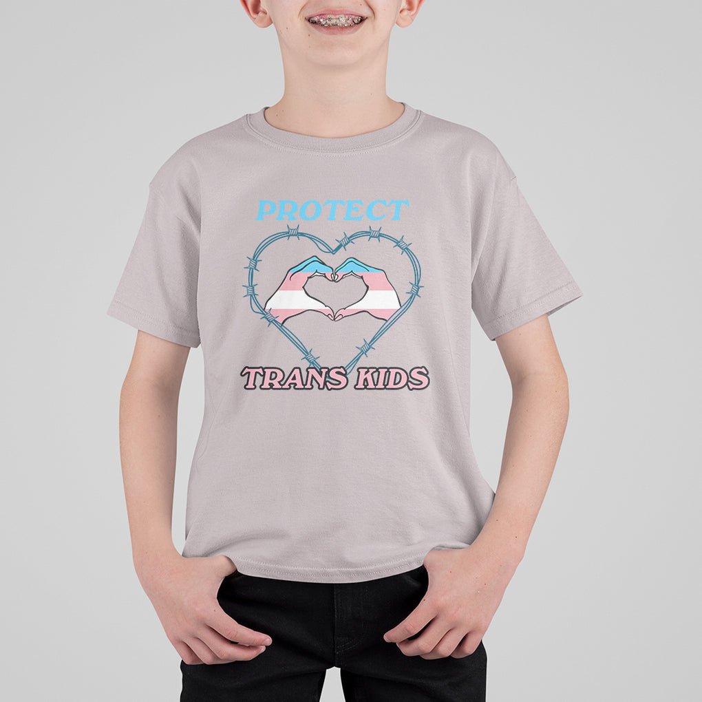 Protect Trans Kids T Shirt For Kid LGBT Support LGBT Pride Flag Heart Sign TS02 Ice Gray Printyourwear