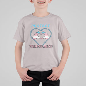 Protect Trans Kids T Shirt For Kid LGBT Support LGBT Pride Flag Heart Sign TS02 Ice Gray Printyourwear
