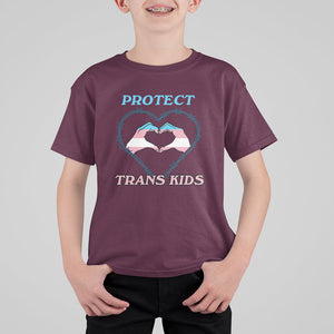 Protect Trans Kids T Shirt For Kid LGBT Support LGBT Pride Flag Heart Sign TS02 Maroon Printyourwear