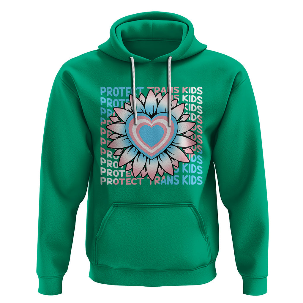 Protect Trans Kids Hoodie Transgender Support LGBT Pride Flag Sunflower TS02 Irish Green Printyourwear
