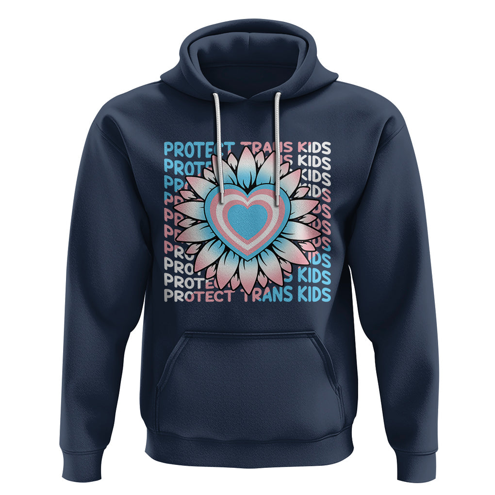 Protect Trans Kids Hoodie Transgender Support LGBT Pride Flag Sunflower TS02 Navy Printyourwear