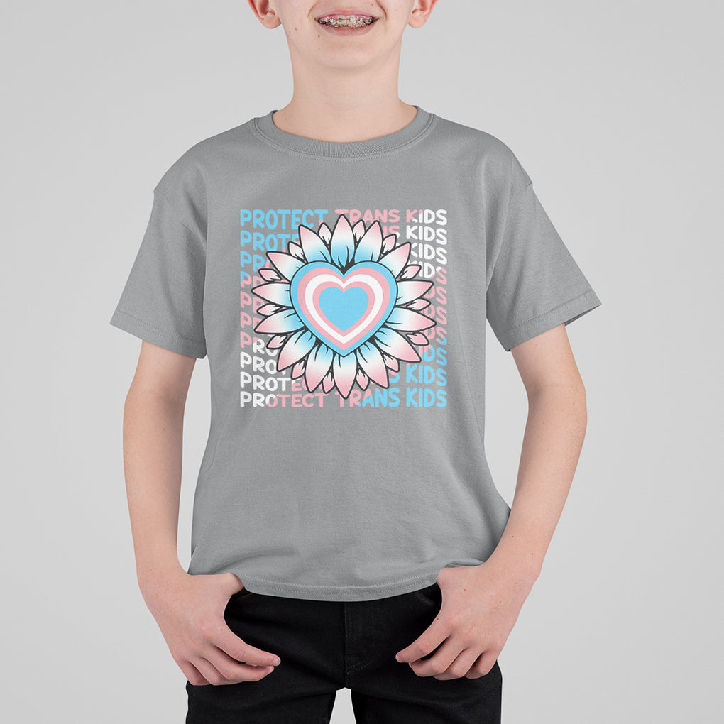 Protect Trans Kids T Shirt For Kid Transgender Support LGBT Pride Flag Sunflower TS02 Sport Gray Printyourwear