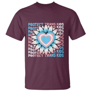 Protect Trans Kids T Shirt Transgender Support LGBT Pride Flag Sunflower TS02 Maroon Printyourwear