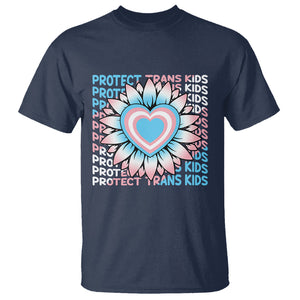 Protect Trans Kids T Shirt Transgender Support LGBT Pride Flag Sunflower TS02 Navy Printyourwear